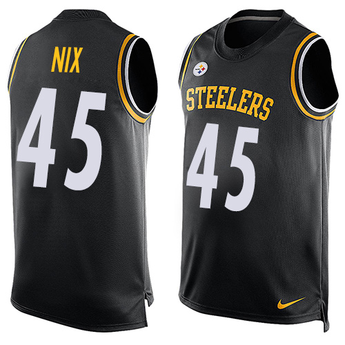 Men's Limited Roosevelt Nix Nike Jersey Black - #45 Player Name & Number Tank Top NFL Pittsburgh Steelers